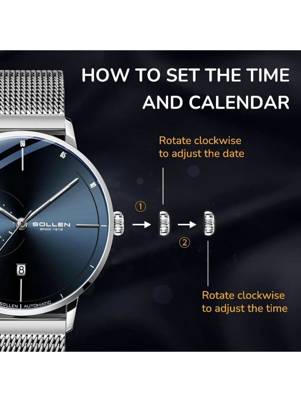 Men's Blue Luxury Minimalist Original Mechanical Movement Automatic Wrist Watch